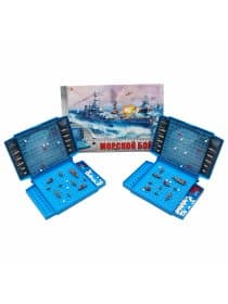 Игра настольная "Морской бой", игровое поле 2 шт., фишки, фигурки кораблей, РК, ИН-1760