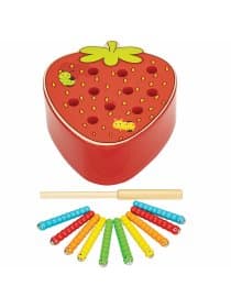 Сортер-рыбалка магнитный деревянный развивающий "Клубника", BRAUBERG KIDS, 665245