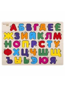 Рамка-вкладыш деревянная развивающая "Русский алфавит", 30х20 см, BRAUBERG KIDS, 665253