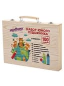 Набор ЮНОГО ХУДОЖНИКА "ANIMALS" для рисования и творчества в кейсе ЮНЛАНДИЯ, 100 предметов, 665675