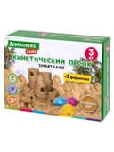 Песок для лепки кинетический, цвет песочный, 3 кг, коробка-песочница, формочки, BRAUBERG KIDS, 666008