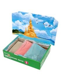Песок для лепки кинетический, 3 цвета, 3 кг, коробка-песочница, BRAUBERG KIDS, 666009