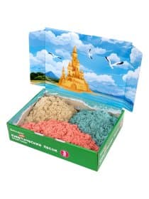 Песок для лепки кинетический, 3 цвета, 3 кг, коробка-песочница, BRAUBERG KIDS, 666009