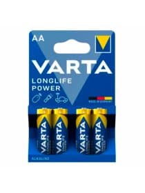 Батарейки алкалиновые "пальчиковые" КОМПЛЕКТ 4 шт., VARTA LONGLIFE POWER, АА (LR6, 24А), блистер, 4906121414