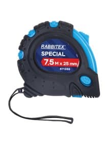 Рулетка измерительная 7,5 м х 25 мм, обрезиненный корпус, 3 фиксатора, RABBITEX (РАББИТЕКС) Special, 671355