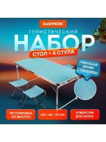 Комплект складной мебели (стол и 4 стула), туристический, садовый, СТАНДАРТ, DASWERK (ДАСВЕРК), 680045