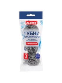 Губки (мочалки) металлические спиральные 3х15 г, КОМПЛЕКТ 3 шт., для посуды, гриля, плиты, LAIMA (ЛАЙМА), 700060