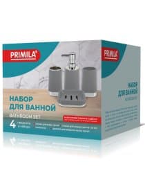 Набор аксессуаров для ванной комнаты, 4 предмета, серый/хром, пластик, PRIMILA (ПРИМИЛА), 700117