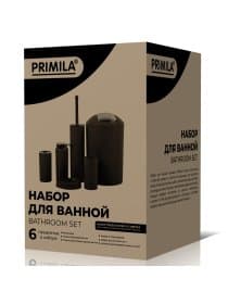 Набор аксессуаров для ванной комнаты, 6 предметов, серый/глянцевый хром, пластик, PRIMILA (ПРИМИЛА), 700123