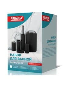 Набор аксессуаров для ванной комнаты, 6 предметов, серый/глянцевый хром, пластик, PRIMILA (ПРИМИЛА), 700123