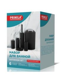 Набор аксессуаров для ванной комнаты, 6 предметов, черный/глянцевый хром, пластик, PRIMILA (ПРИМИЛА), 700124
