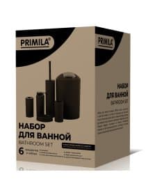 Набор аксессуаров для ванной комнаты, 6 предметов, черный/глянцевый хром, пластик, PRIMILA (ПРИМИЛА), 700124
