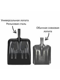 Лопата-ледоруб снеговая 33х37см "БУЛЬДОЗЕР" прочная РЕЛЬСОВАЯ СТАЛЬ, деревянный черенок, для мокрого снега, льда, щебня, ГРАНДМАСТЕР, 700334