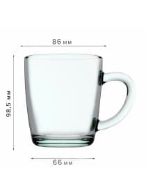 Кружка для чая с ручкой, 340 мл, 1 штука, стекло, PASABAHCE "БЕЙЗИК", 55531СЛ1