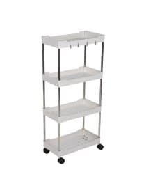 Этажерка (тележка) BOOMHOUSE (БУМХАУС) RC-040 4 яруса, на колесах, В87хШ40хГ22 см, металл/пластик, белая/хром, 701454