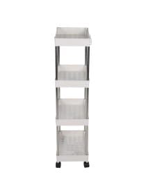 Этажерка (тележка) BOOMHOUSE (БУМХАУС) RC-040 4 яруса, на колесах, В87хШ40хГ22 см, металл/пластик, белая/хром, 701454