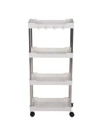 Этажерка (тележка) BOOMHOUSE (БУМХАУС) RC-040 4 яруса, на колесах, В87хШ40хГ22 см, металл/пластик, белая/хром, 701454