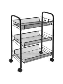 Этажерка (тележка) BOOMHOUSE (БУМХАУС) RC-003 3 яруса, на колесах, В62,5хШ42,5хГ25,5 см, металл, черная, 701455