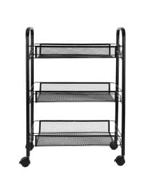 Этажерка (тележка) BOOMHOUSE (БУМХАУС) RC-003 3 яруса, на колесах, В62,5хШ42,5хГ25,5 см, металл, черная, 701455