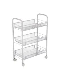 Этажерка (тележка) BOOMHOUSE (БУМХАУС) RC-003 3 яруса, на колесах, В62,5хШ42,5хГ25,5 см, металл, белая, 701456