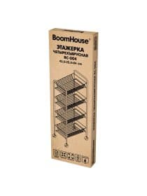 Этажерка (тележка) BOOMHOUSE (БУМХАУС) RC-004 4 яруса, на колесах, В84хШ42,5хГ25,5 см, металл, черная, 701457