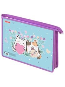 Папка для тетрадей ПИФАГОР А4, 1 отделение, картон/пластик, на молнии, "Cat friends", 272127