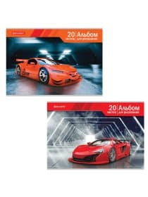 Альбом для рисования А4 20 л., скоба, обложка картон, BRAUBERG, 202х285 мм, "Автомир" (2 вида), 105604