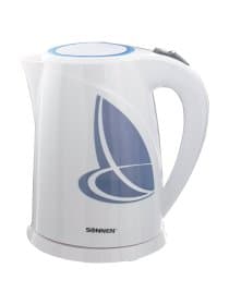 Чайник SONNEN KT-1767, 1,8 л, 2200 Вт, закрытый нагревательный элемент, пластик, белый/синий, 453416