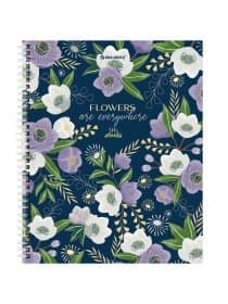 Тетрадь А5 96 л. BRAUBERG, гребень, клетка, твёрдая обложка, "Flowers" (микс в спайке), 404444