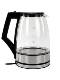 Чайник электрический SONNEN KT-1807, 1,8 л, 2200 Вт, термостойкое стекло, внутренняя подсветка синяя, нержавеющая сталь, 455140