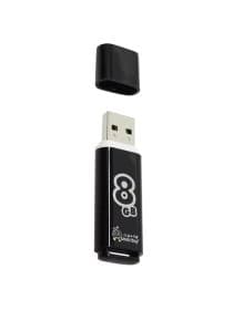 Флеш-диск 8 GB, SMARTBUY Glossy, USB 2.0, черный, SB8GBGS-K