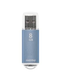 Флеш-диск 8 GB, SMARTBUY V-Cut, USB 2.0, металлический корпус, синий, SB8GBVC-B