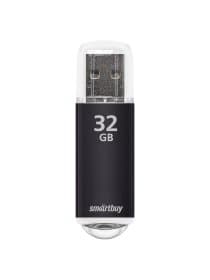 Флеш-диск 32 GB, SMARTBUY V-Cut, USB 2.0, металлический корпус, черный, SB32GBVC-K