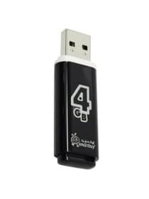Флеш-диск 4 GB, SMARTBUY Glossy, USB 2.0, черный, SB4GBGS-K
