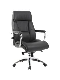 Кресло из натуральной кожи BRABIX PREMIUM "Phaeton EX-502", хром, черное, 530882