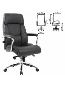 Кресло из натуральной кожи BRABIX PREMIUM "Phaeton EX-502", хром, черное, 530882