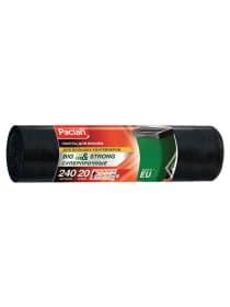 Мешки для мусора 240 л, черные, в рулоне 20 шт., ПВД, 35 мкм, 130х90 см, PACLAN "Big and Strong", 402209