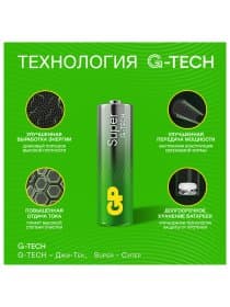 Батарейки КОМПЛЕКТ 4 шт., GP Super G-Tech, AA (LR6, 15А), алкалиновые, пальчиковые, блистер, 15A-2CR4