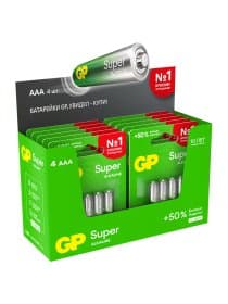 Батарейки КОМПЛЕКТ 4 шт., GP Super G-Tech, AAA (LR03, 24А), алкалиновые, мизинчиковые, блистер, 24A-2