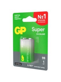 Батарейка 1 шт., GP Super G-Tech, Крона (6LR61, 6LF22, 1604A), алкалиновая, блистер, 1604A-5CR1, 1604A-BC1