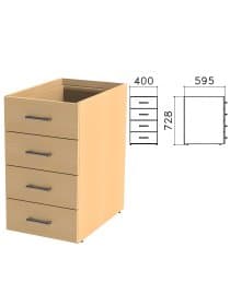 Тумба (каркас БЕЗ КРЫШКИ) приставная "Монолит", 400х595х728 мм, 4 ящика, бук бавария, ТМ06.1