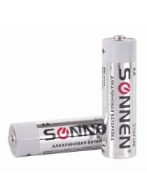 Батарейки КОМПЛЕКТ 2 шт., SONNEN Alkaline, АА (LR6, 15А), алкалиновые, пальчиковые, блистер, 451084
