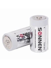 Батарейки КОМПЛЕКТ 2 шт., SONNEN Alkaline, С (LR14, 14А), алкалиновые, блистер, 451090