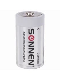 Батарейки КОМПЛЕКТ 2 шт., SONNEN Alkaline, С (LR14, 14А), алкалиновые, блистер, 451090