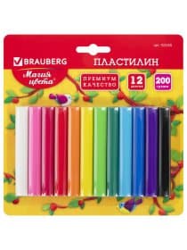 Пластилин классический BRAUBERG 12 цветов, 200 г, ВЫСШЕЕ КАЧЕСТВО, блистер, 103350
