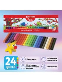 Пластилин классический BRAUBERG "МАГИЯ ЦВЕТА", 24 цвета, 500 г, ВЫСШЕЕ КАЧЕСТВО, картонная упаковка, 103351