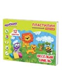 Пластилин классический ЮНЛАНДИЯ "ВЕСЁЛЫЙ ШМЕЛЬ", 12 цветов, 204 г, СО СТЕКОМ, КВАДРАТНЫЙ, 104823