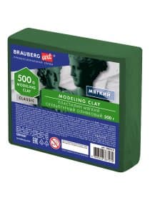 Пластилин скульптурный BRAUBERG ART CLASSIC оливковый, 0,5 кг, мягкий, 106514