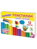 Пластилин мягкий ЮНЛАНДИЯ "ВЕСЕЛЫЙ ШМЕЛЬ", 12 цветов, 180 г, СО СТЕКОМ, 106672