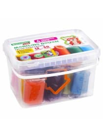Пластилин-тесто для лепки BRAUBERG KIDS, 12 цветов., 600 г, 6 формочек, 1 скалка, ведерко, 106721